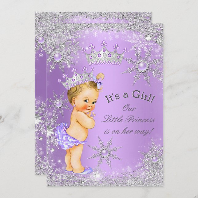 Invitation Princesse Baby shower Lavender Wonderland Blonde (Devant / Derrière)