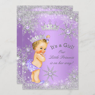 Invitation Princesse Baby shower Lavender Wonderland Blonde