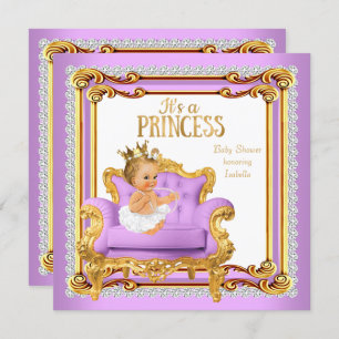 Invitation Princesse Baby shower Lilac Chaise en or rose Blon