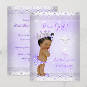 Invitation Princesse Baby shower Lilac Lace Tiara Ethnique