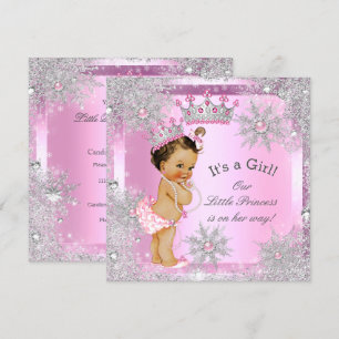 Invitation Princesse Baby shower Pink Winter Wonderland