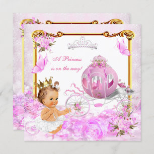 Invitation Princesse Baby shower Rose Gold Carriage Tiara