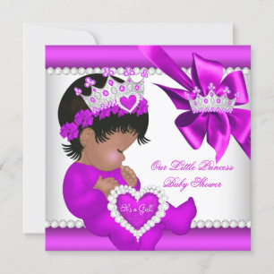 Invitation Princesse Baby shower rose pourpre Tiara Ethnic