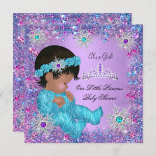 Invitation Princesse Baby shower Turquoise bleu violet rose e