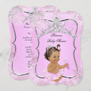 Invitation Princesse Baby Shower Wonderland Rose Brunette