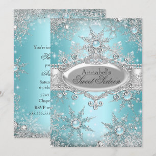 Invitation Princesse Bleu Turquoise Wonderland Sweet 16