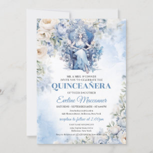 Invitation Princesse Bleue Dusty avec fleurs et Tiara