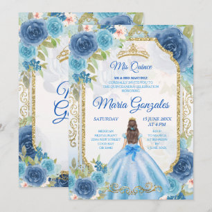 Invitation Princesse Bleue Rose Mexicaine 15 Anos