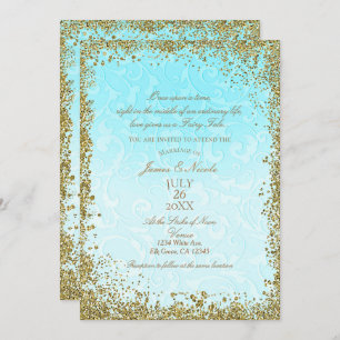 Invitation Princesse Blue Elegant Storybook Mariage