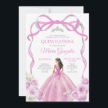 Invitation Princesse Bow Rose Doux Couronne argent Quinceañer<br><div class="desc">EDITABLE Soft Pink Bow Princess Silver Crown Quinceañera Invitation Élégante Soft Pink Floral Princess Robes Quinceañera Fille Anniversaire Invitation Argent Crown Mis Quince Anos,  15ème Anniversaire</div>