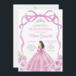 Invitation Princesse Bow Rose Doux Couronne argent Quinceañer<br><div class="desc">EDITABLE Soft Pink Bow Princess Silver Crown Quinceañera Invitation Élégante Soft Pink Floral Princess Robes Quinceañera Fille Anniversaire Invitation Argent Crown Mis Quince Anos,  15ème Anniversaire</div>