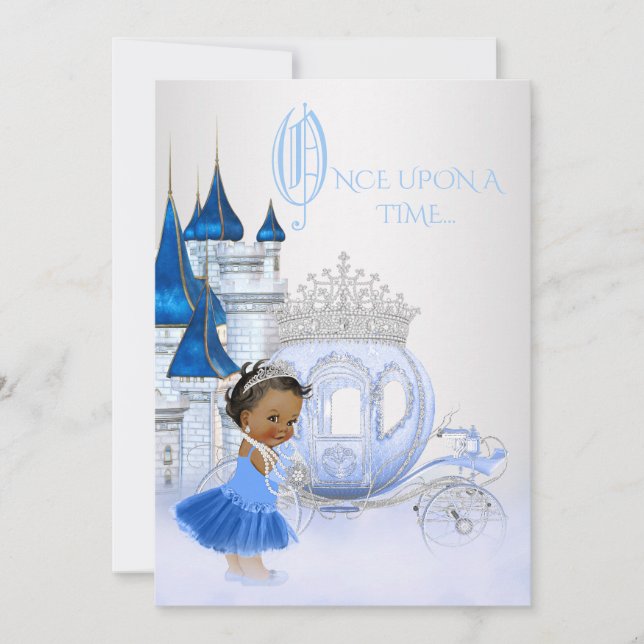 Invitation Princesse Cendrillon afro-américaine Anniversaire (Devant)