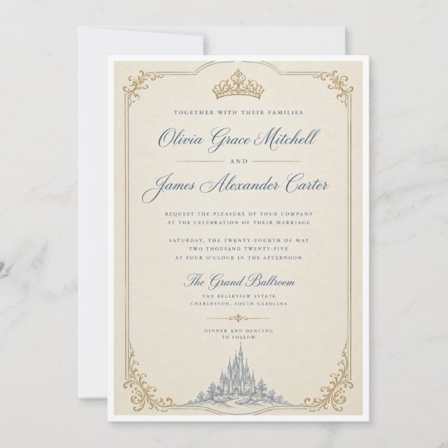 Invitation Princesse Cendrillon intemporelle (Devant)
