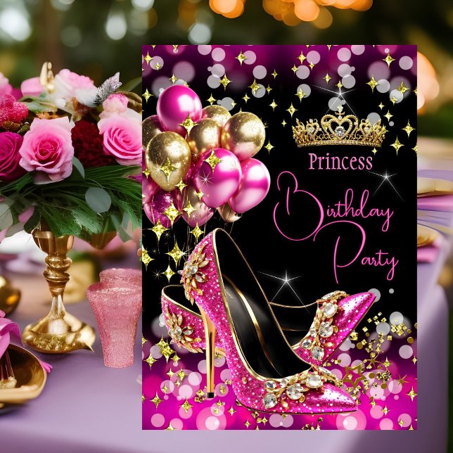 Invitation Princesse chaussures à talons hauts scintillantes  (Créateur téléchargé)
