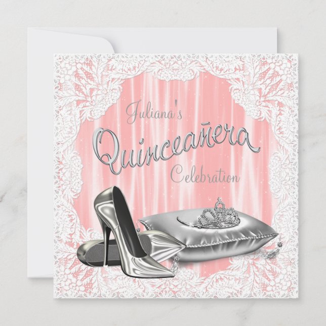 Invitation Princesse Corail et Gray Quinceanera (Devant)