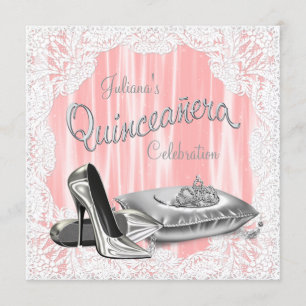 Invitation Princesse Corail et Gray Quinceanera