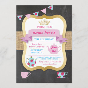 Invitation Princesse Crown Alice Birthday d'invitation de thé