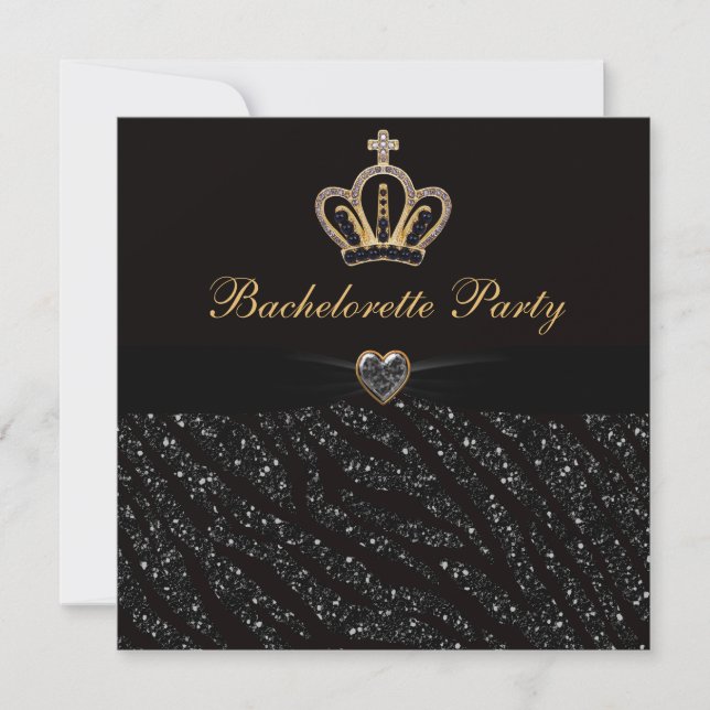 Invitation Princesse Crown Heart et parties scintillantes (Devant)
