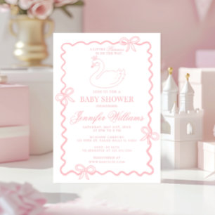 Invitation Princesse Cygne Rose Arc-en-ciel Bébé Fille Shower