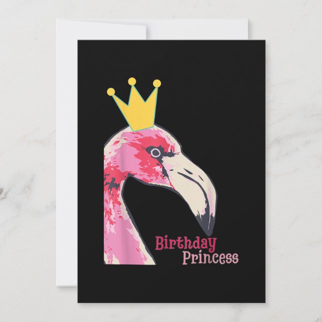 Invitation Princesse d'anniversaire Fille Flamant rose | Joli (Devant)