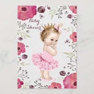 Invitation Princesse dans Tutu Baby shower des Poppies Waterc