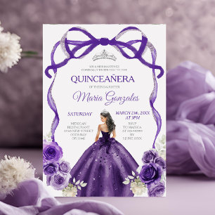 Invitation Princesse de Bow pourpre foncé Couronne d'argent Q