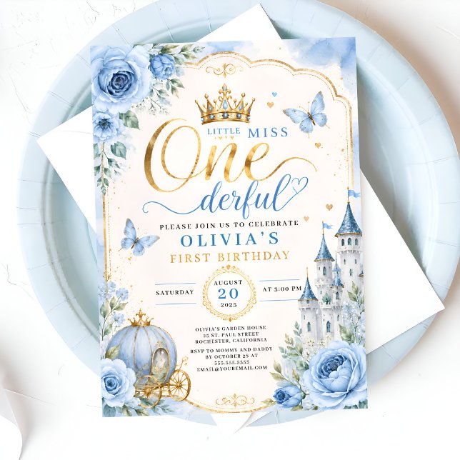 Invitation Princesse de conte de fées 1er anniversaire (Créateur téléchargé)
