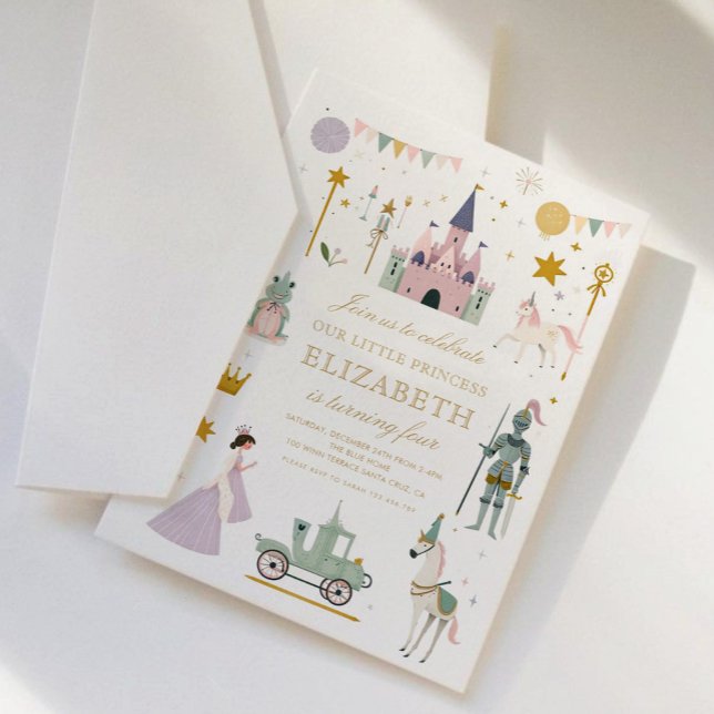 Invitation Princesse de conte de fées Dragon Fille Anniversai (Créateur téléchargé)