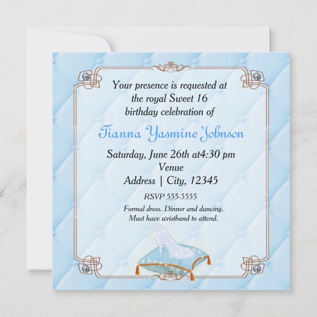 Invitation Princesse de conte de fées élégant mariage fête (Devant)