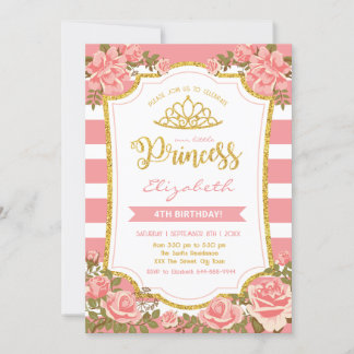 Invitation Princesse d'or rose pâle Floral Rose