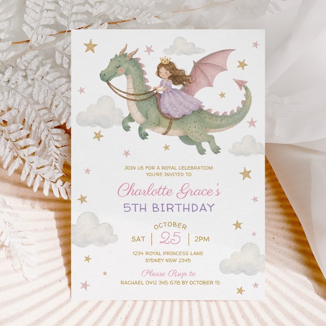 Invitation Princesse Dragon : Livre de Contes de Fées Anniver (Créateur téléchargé)