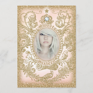 Invitation Princesse du bonbon 16 à photo il était une fois