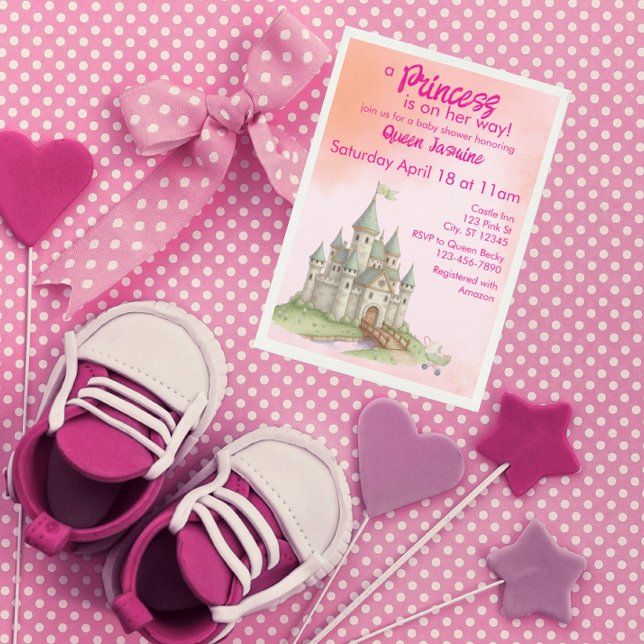 Invitation Princesse en route, château baby shower (Créateur téléchargé)