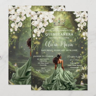 Invitation Princesse Enchanteresse & Grenouille Robe Verte Qu