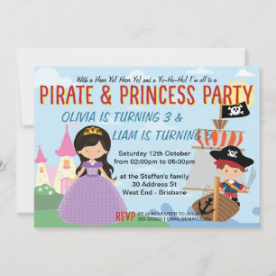 Invitation Princesse et Pirate