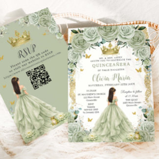 Invitation Princesse et Sage Grenouille Verte Florale Quincea