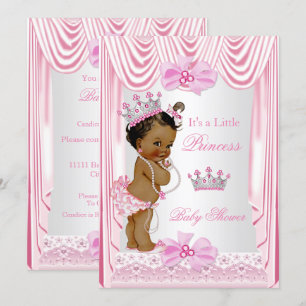 Invitation Princesse ethnique Baby Shower Fille Soie Rose