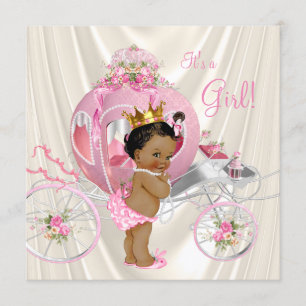 Invitation Princesse ethnique Baby shower Pink Ivory Pearl