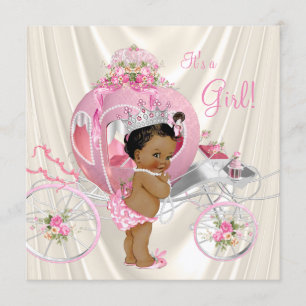 Invitation Princesse ethnique Baby shower rose et ivoire Pear