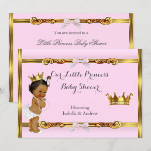 Invitation Princesse ethnique Baby shower Rose Gold Girl