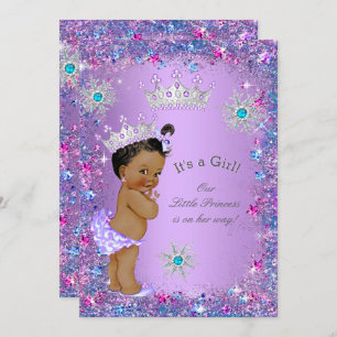 Invitation Princesse ethnique Baby shower violet Turquoise ro