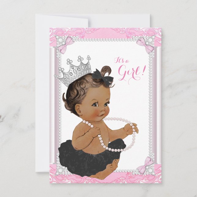 Invitation Princesse ethnique Tutu noir en dentelle Perle Bab (Devant)