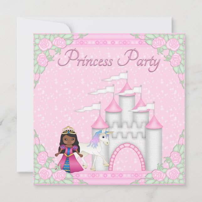 Invitation Princesse ethnique, Unicorn & Castle Princess Part (Devant)