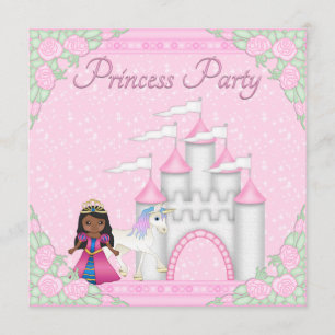 Invitation Princesse ethnique, Unicorn & Castle Princess Part