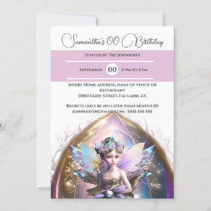 Invitation Princesse face ailes de parties scintillant magiqu