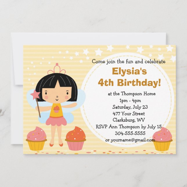 Invitation Princesse féerique faite sur commande Cupcake de (Devant)