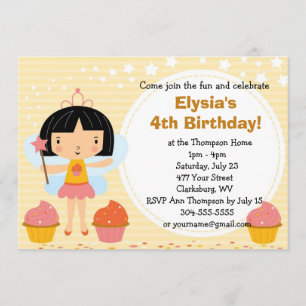 Invitation Princesse féerique faite sur commande Cupcake de