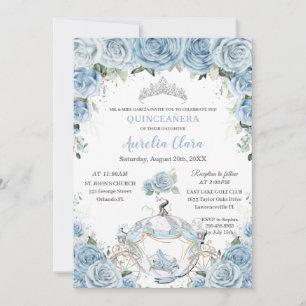 Invitation Princesse Fleurie Bleu Bébé pour Quince