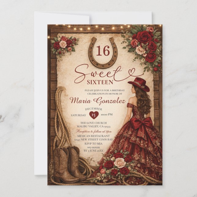 Invitation Princesse Fleurie Rouge de Bourgogne Occidentale S (Devant)
