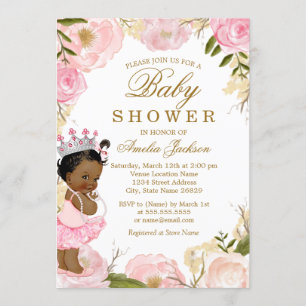 Invitation Princesse Floral Rose C'est un Baby shower de fill